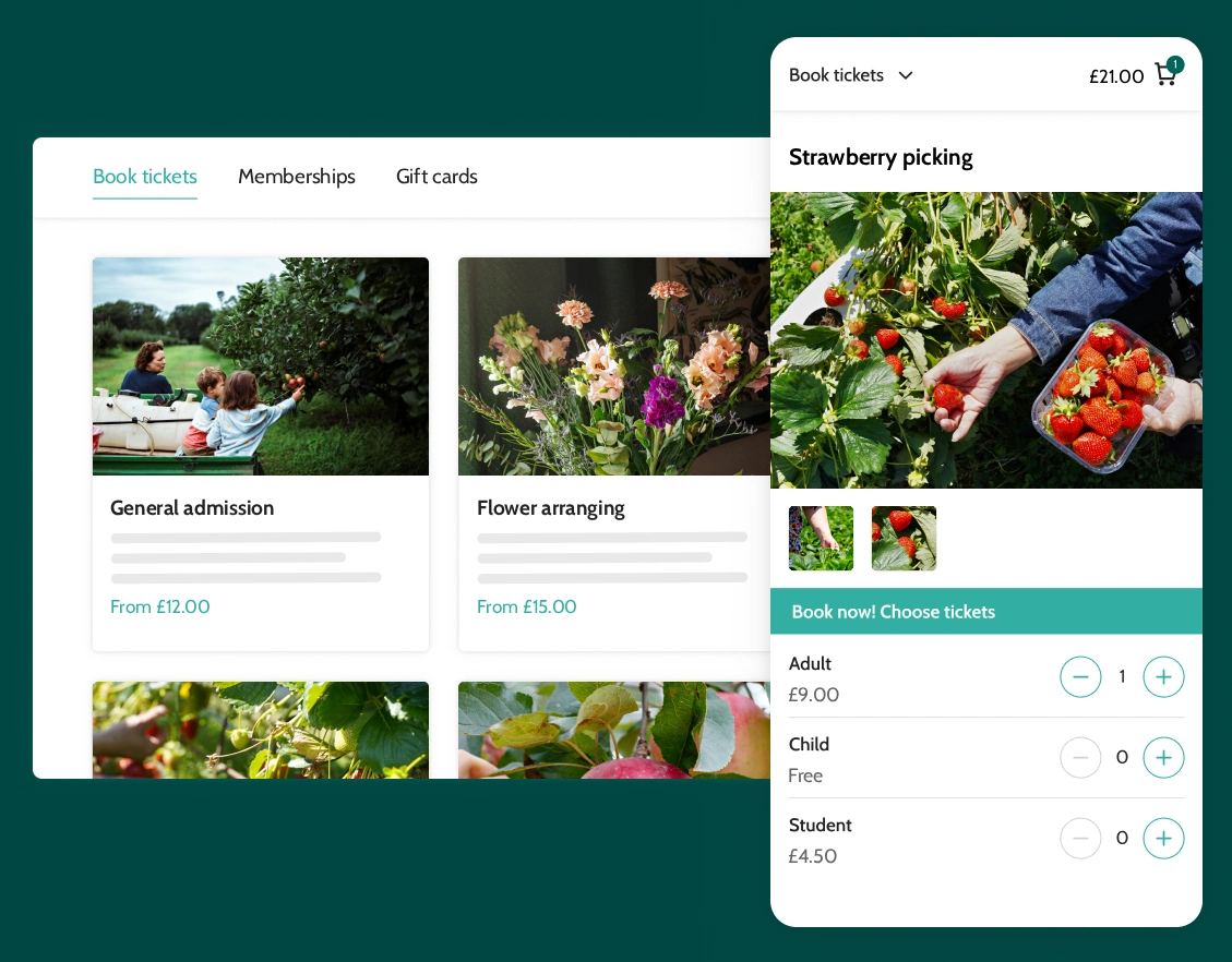 Pick your own ticketing software booking journey on desktop